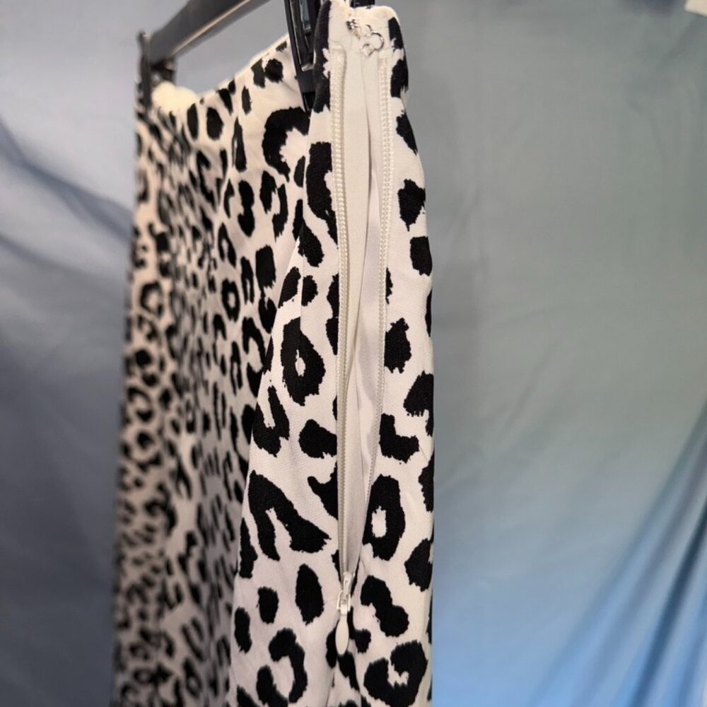 Express Midi B&W Leopard Print Loose-Fit Skirt - image 4